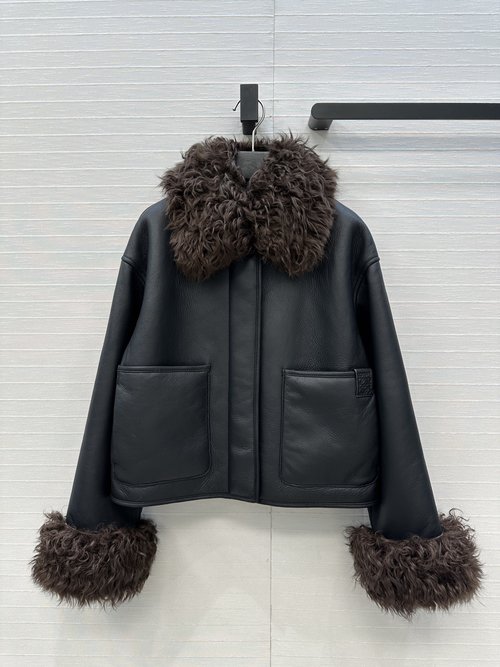Loewe Premium Alpine Lamb Fur Blend Jacket with Color Block Design