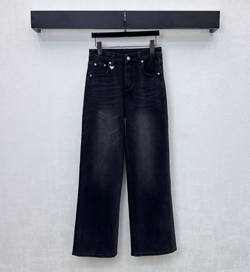 Prada Vintage Denim Jeans with Triangle Logo, Flattering Cut