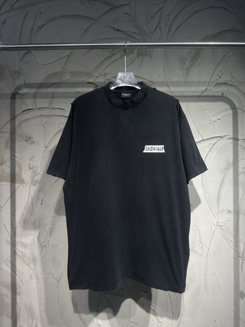 Balenciaga Retro Flat Knit T-Shirt with Stereo Tape and Hand-Ripped Details