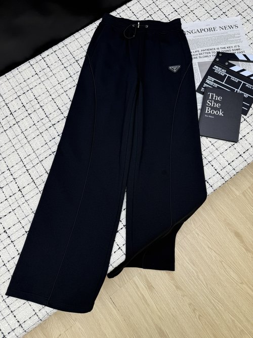 Prada Classic Triangle Logo Loose Trousers, Comforting