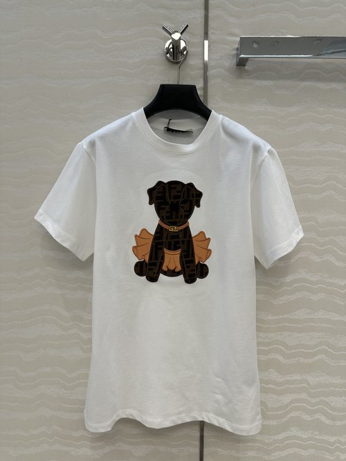Fendi Limited T-shirt with 3D Embroidery, Soft Cotton Knit