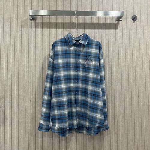 Chrome Hearts Crochet Rhinestone Cross Checked Shirt