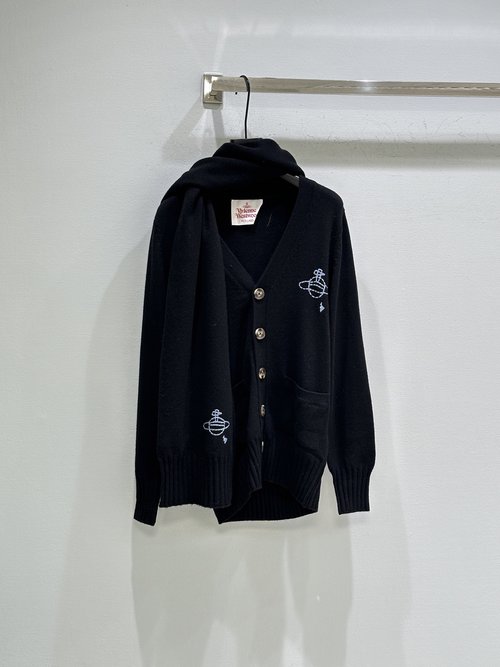 Vivienne Westhood Cardigan and Scarf Set in Punk and Elegant Style
