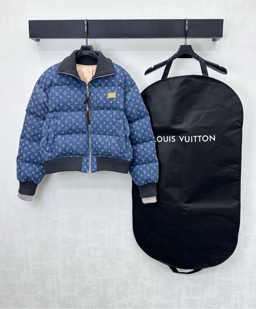 Louis Vuitton Laser Denim Down Jacket with Windproof Design