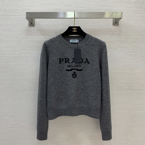Prada High-End Customized Wool Knit Top with Embroidered Logo