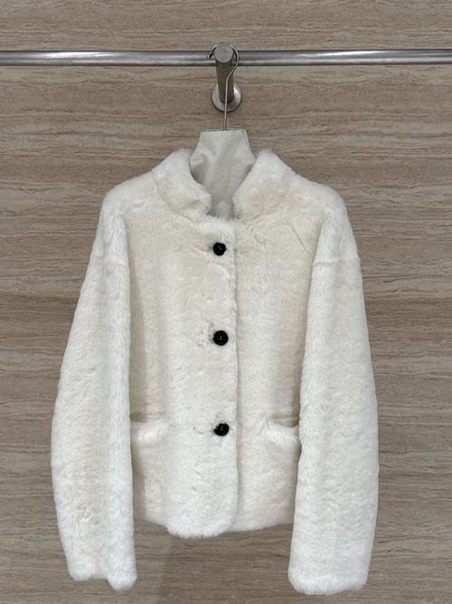 Loro Piana Sophisticated New Faux Fur Collar Coat in Soft Norman Wool
