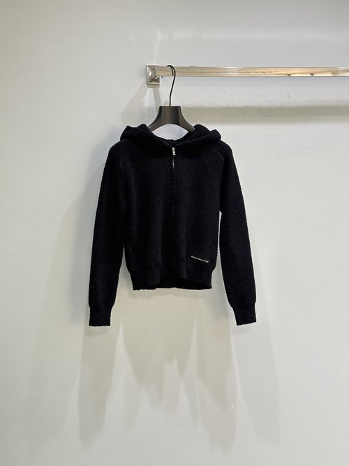 Alexander Wang Elegant Fuzzy Hooded Jacket with Subtle Details