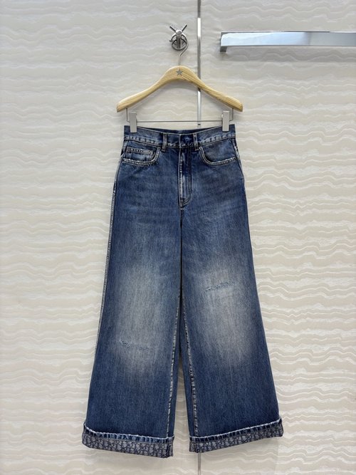 Dior Vintage Blue Straight-Leg Jeans with Logo Details