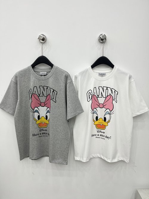 Ganni Slimming and Versatile Customized Disney Co-branded Printed Short Sleeve T-Shirt