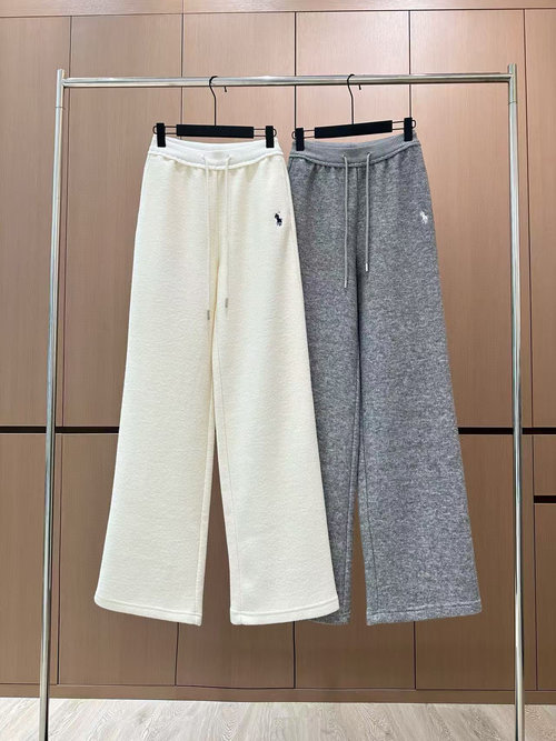 Yves Saint Laurent Designer Elastic Drawstring Fleece Casual Pants with Distinctive Style