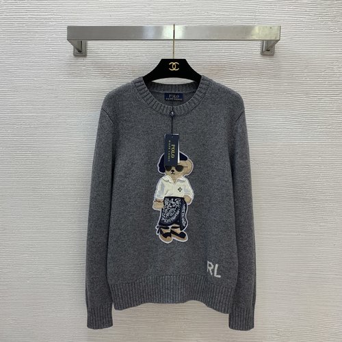 Polo Ralph Lauren Cozy Knit Sweater with Ethnic Embroidery and Bear Pattern