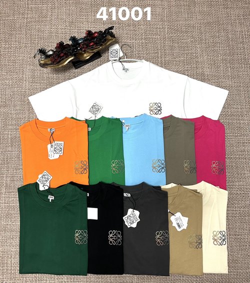 Loewe 260g 32-Count Double-Yarn Cotton Embroidered Tee in Multiple Hues