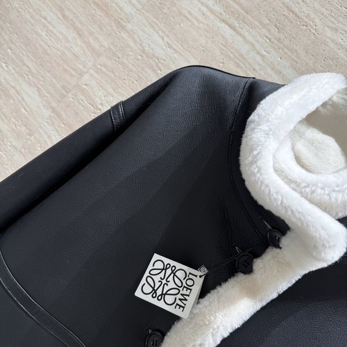 Loewe Reversible Shearling Jacket with High Collar, Soft and Sophisticated