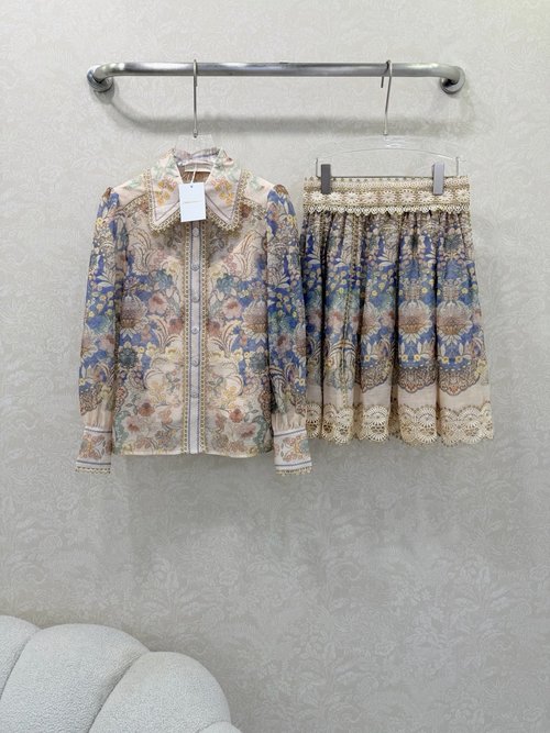 Zimmermann Spliced Gold Wire Hollow Lace Suit with Elegance