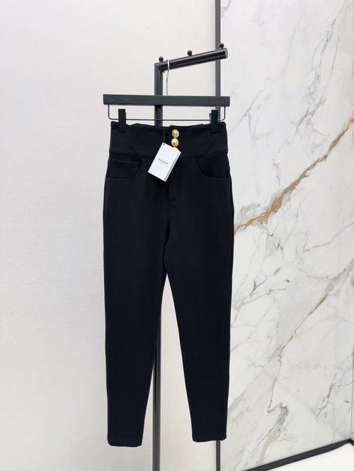 Balmain Three-Button Fleece Lined Leggings for Warmth