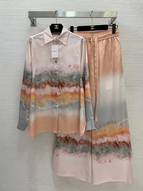 Zimmermann Color-Block Print Two-piece Set with Contrast Buttons