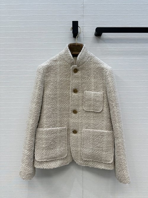 Loro Piana Spagna Checked Wool Tweed Coat, Slim-Fit for Timeless Style