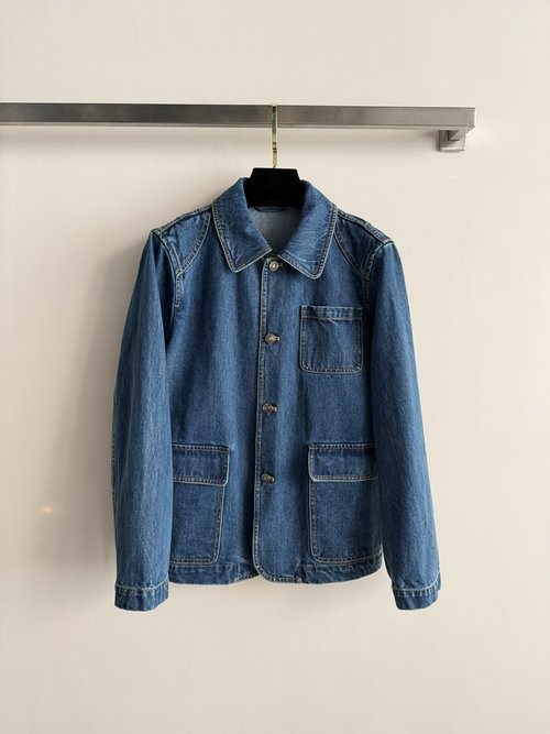 Loro Piana Fashionable Spring Denim Jacket with Multiple Pockets