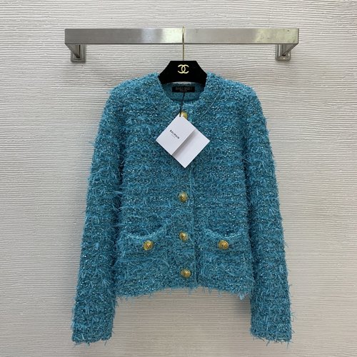 Balmain Fringe Trim Solid-Color Lion Head Button Knit Cardigan