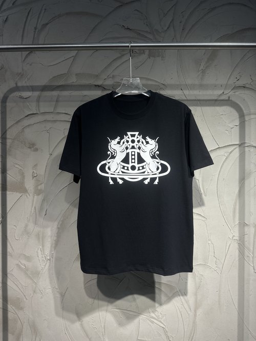 Vivienne Westhood Spring Cotton Short-Sleeved T-Shirt with Horse Logo for Couples