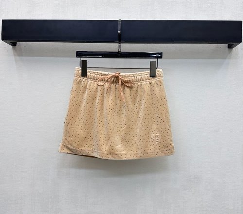 Alexander Wang Starry Rhinestone Drawstring Skirt Pants with Logo for a Versatile Appeal