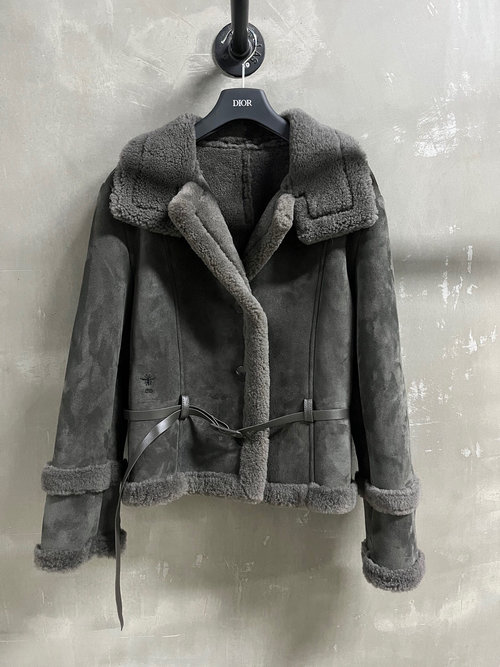 Chanel Classic Waist-Cinched Merino Fur-Trimmed Garment