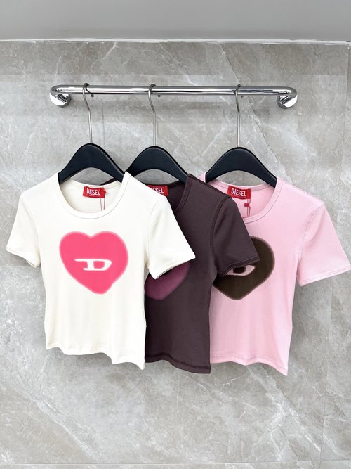 Diesel Fashionable Round Neck Short Sleeve Top with Customized Design