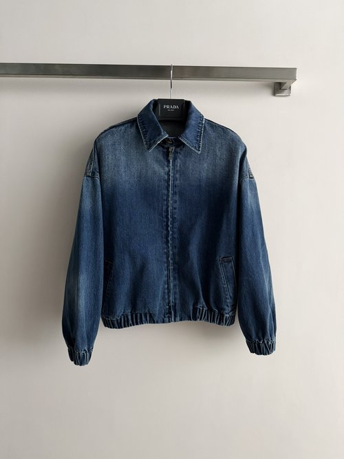 Prada Comfortable Loose-Fit Washed Denim Jacket