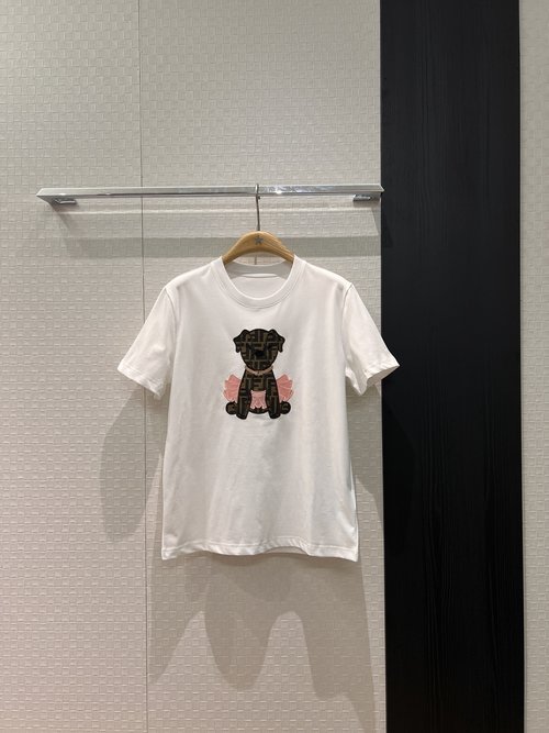 Fendi Double F Embroidered Dog T-Shirt, Sweet and Adaptable