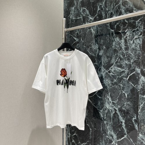 Marni Tulip Print T-Shirt with Hand-Painted Logo