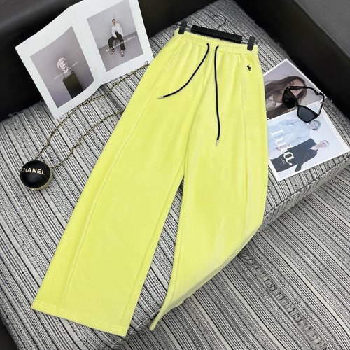 Yves Saint Laurent Early Spring: Polo Embroidered Pony Corduroy Wide-Leg Pants