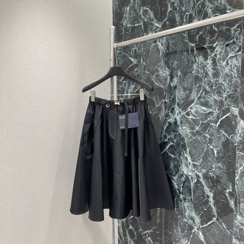 Prada Nylon Umbrella Skirt with Triangle Logo and Belt