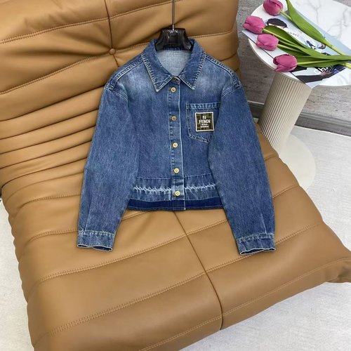 Fendi Casual Denim Jacket in Retro Street Style