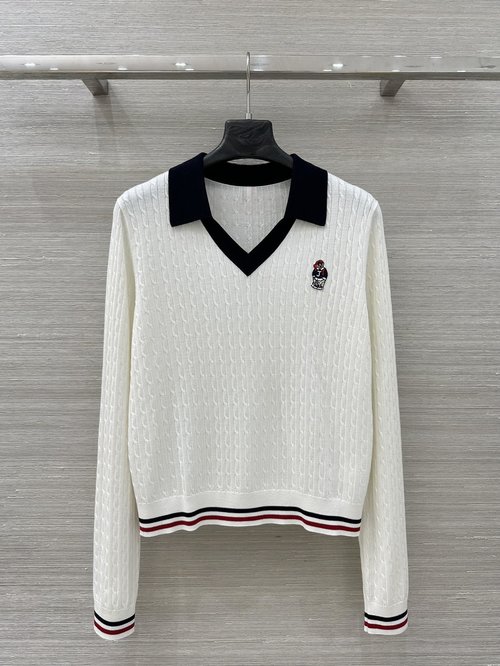 Thom Browne Exclusive Silk-Wool Polo with Bear Embroidery