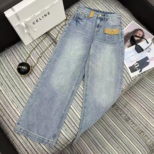 Celine New Patchwork Pocket & Arch Embossed Straight Jeans
