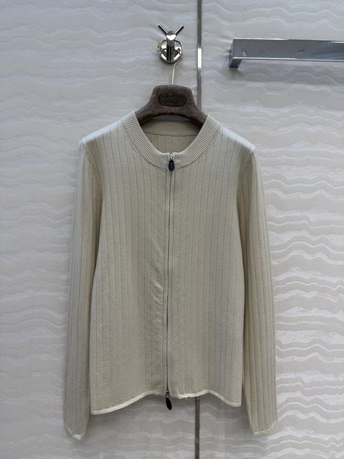Loro Piana High - end Double - Zipper Soft Wool Cardigan