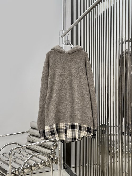 Acne Studios Trendy Checked Shirt Hooded Knit Coat for Contemporary Style