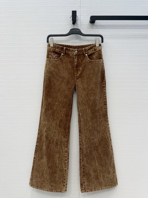 Prada Snowflake Corduroy High-waisted Flare Pants, Stylish and Versatile
