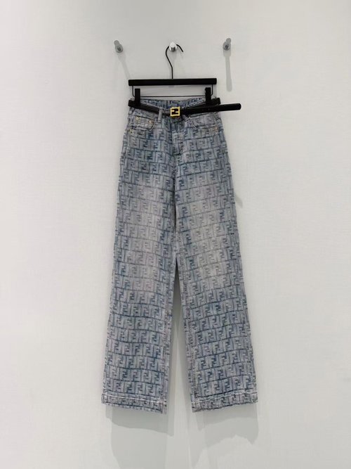 Fendi Customized FF Jacquard Comfortable Jeans