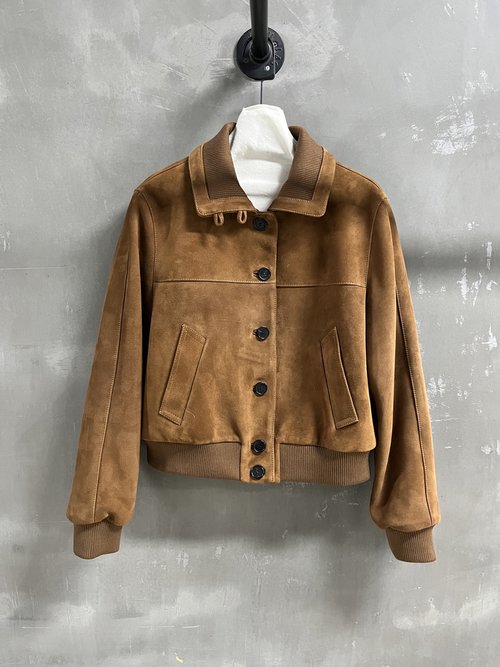 Loro Piana Elegant Old - Money Style Suede Sheepskin Top