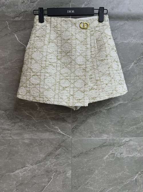 Dior Gold-Thread Vine Checked Stylish Skort