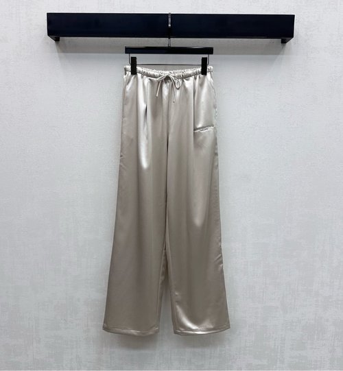 Alexander Wang Drawstring Straight-Leg Pants with Embroidered Logo