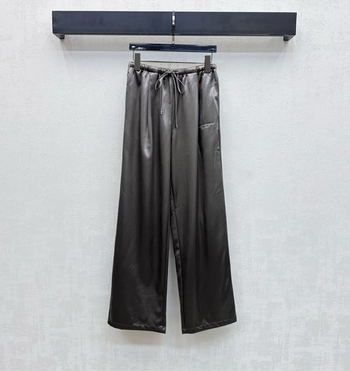 Alexander Wang Drawstring Straight-Leg Pants with Embroidered Logo