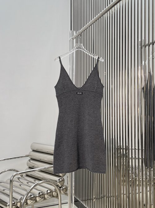 Miu Miu Pure Wool Knit Sling Dress for Effortless Sophistication