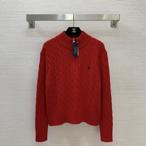 Polo Ralph Lauren Custom Polo Long-Sleeved Knit Top with Embroidered Pony Logo
