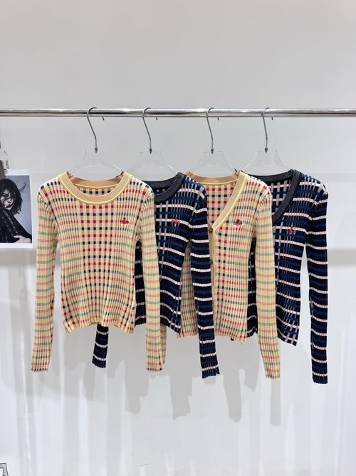 Vivienne Westhood Slim-Fit Colorful Checked and Striped Pullover