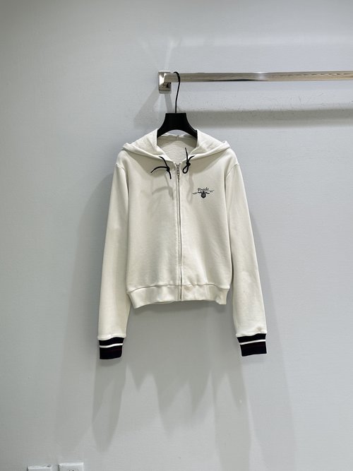 Prada New Arrival: Contrast Zipper Jacket with Brand Logo