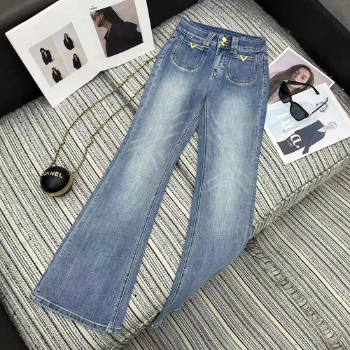 Valentino Spring Flare Jeans with Metal V - Shaped Pockets