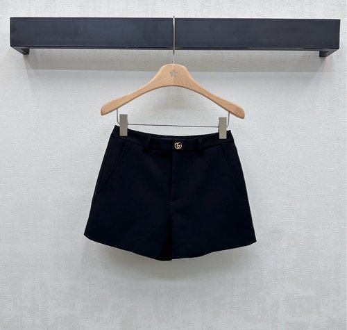 Gucci Imported Wool Shorts with Double-G Buttons and Zip