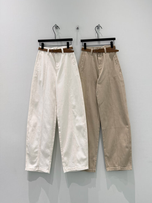 Hermes High-waisted Wide-leg Jeans with H Logo and Belt